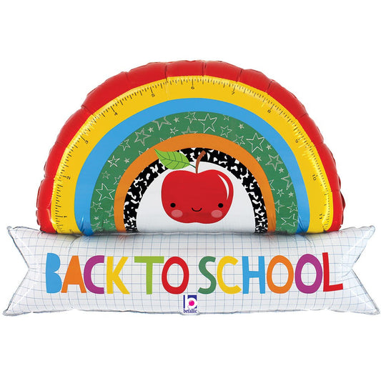 Back to School Rainbow Banner Balloon- Pink Red Apple-Favorite Little Things Co