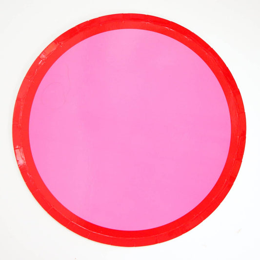 Red and Purple/Pink Color Block Paper Plate