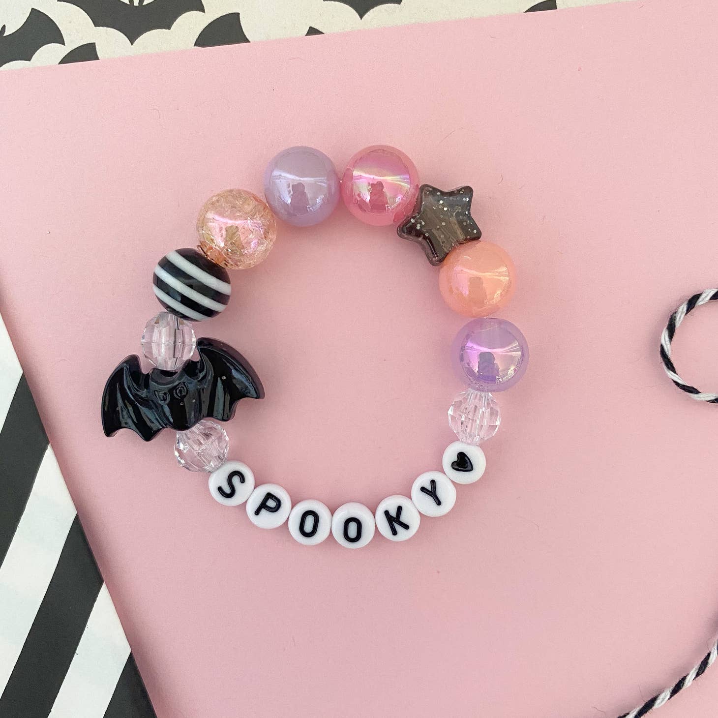 Bat Charm Bracelet with Star Beads Spooky Child 6" - Favorite Little Things Co