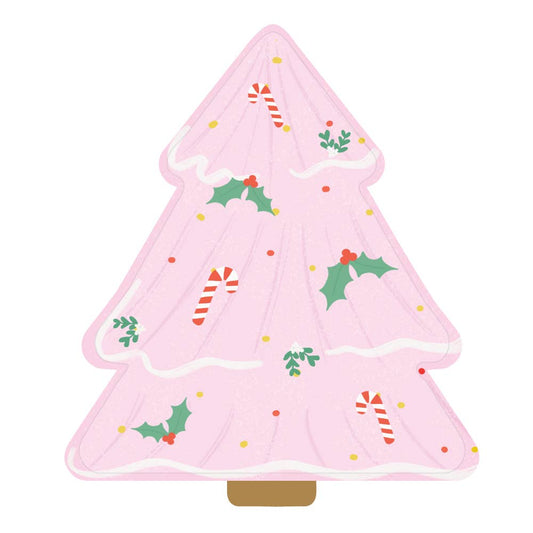 Pink Christmas Tree Paper Plates