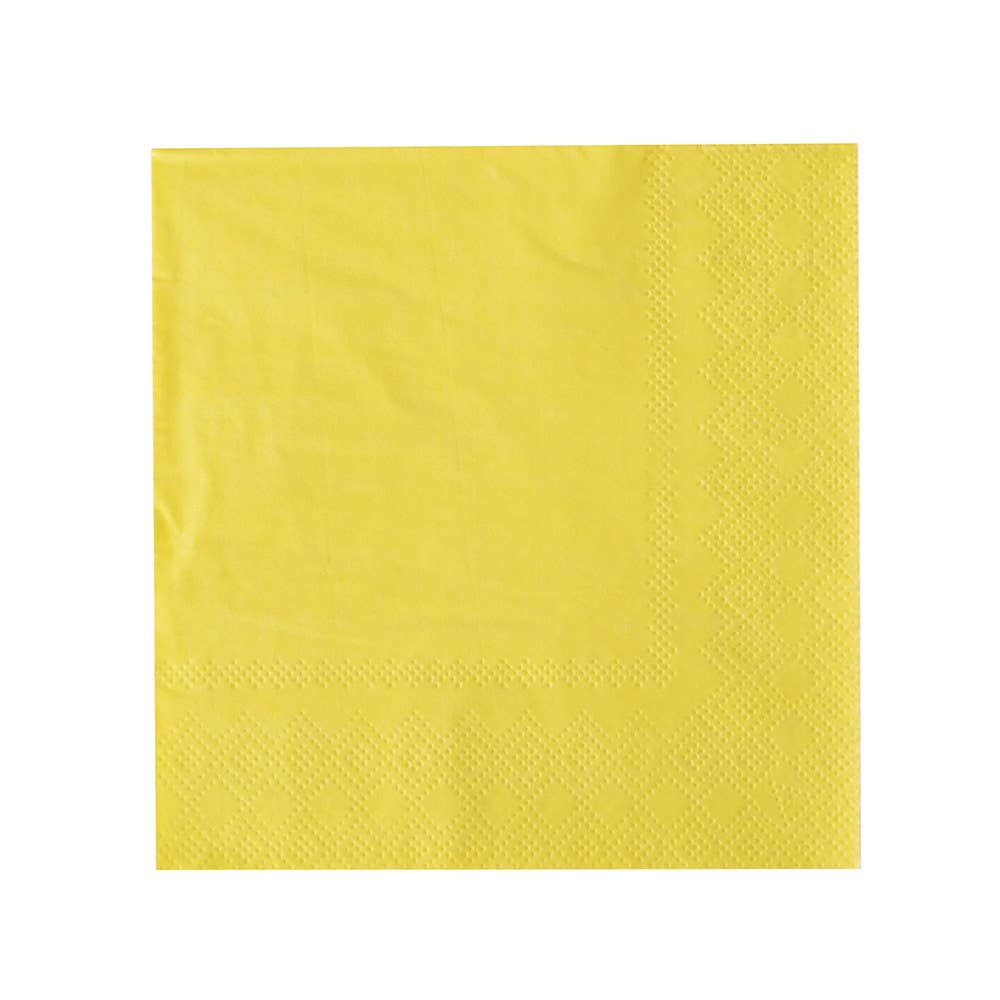 Vibrant and stylish disposable large paper napkins in a cheerful banana color from Favorite Little Things