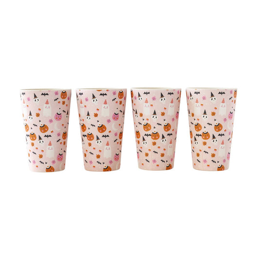 Pink Halloween Icons Reusable Bamboo Tumbler Cups