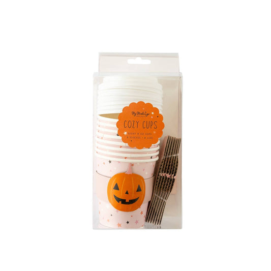 Pink Pumpkin Stars Cozy To Go Cups