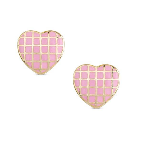 Lattice Heart Stud Earrings