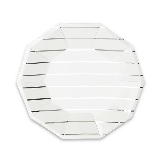 Frenchie Striped Silver Plates - 2 Size Options - Favorite Little Things Co
