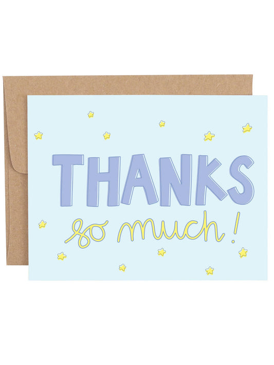 Thanks So Much Blue Thank You Greeting Card