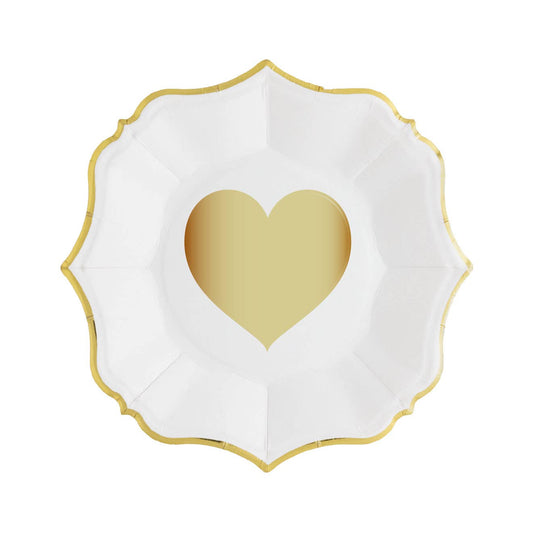 Love Heart Dessert Plates White