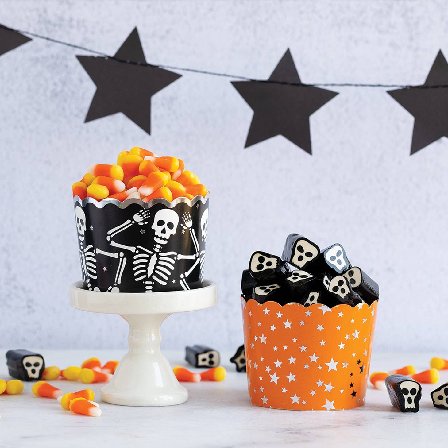 Silver Foil Spooky Skeletons Food Cups from Favorite Little Things