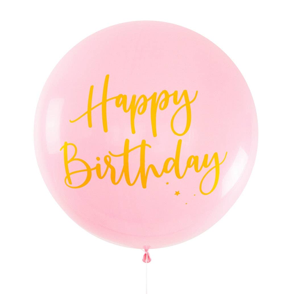 Jumbo Round Printed Happy Birthday Balloons - Multiple Colors