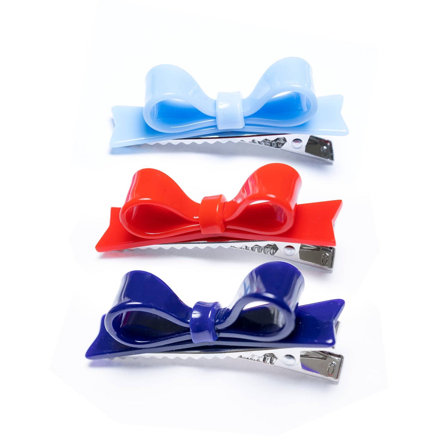 Three Bowtie Blue Jean+Navy+Red Alligator Clips