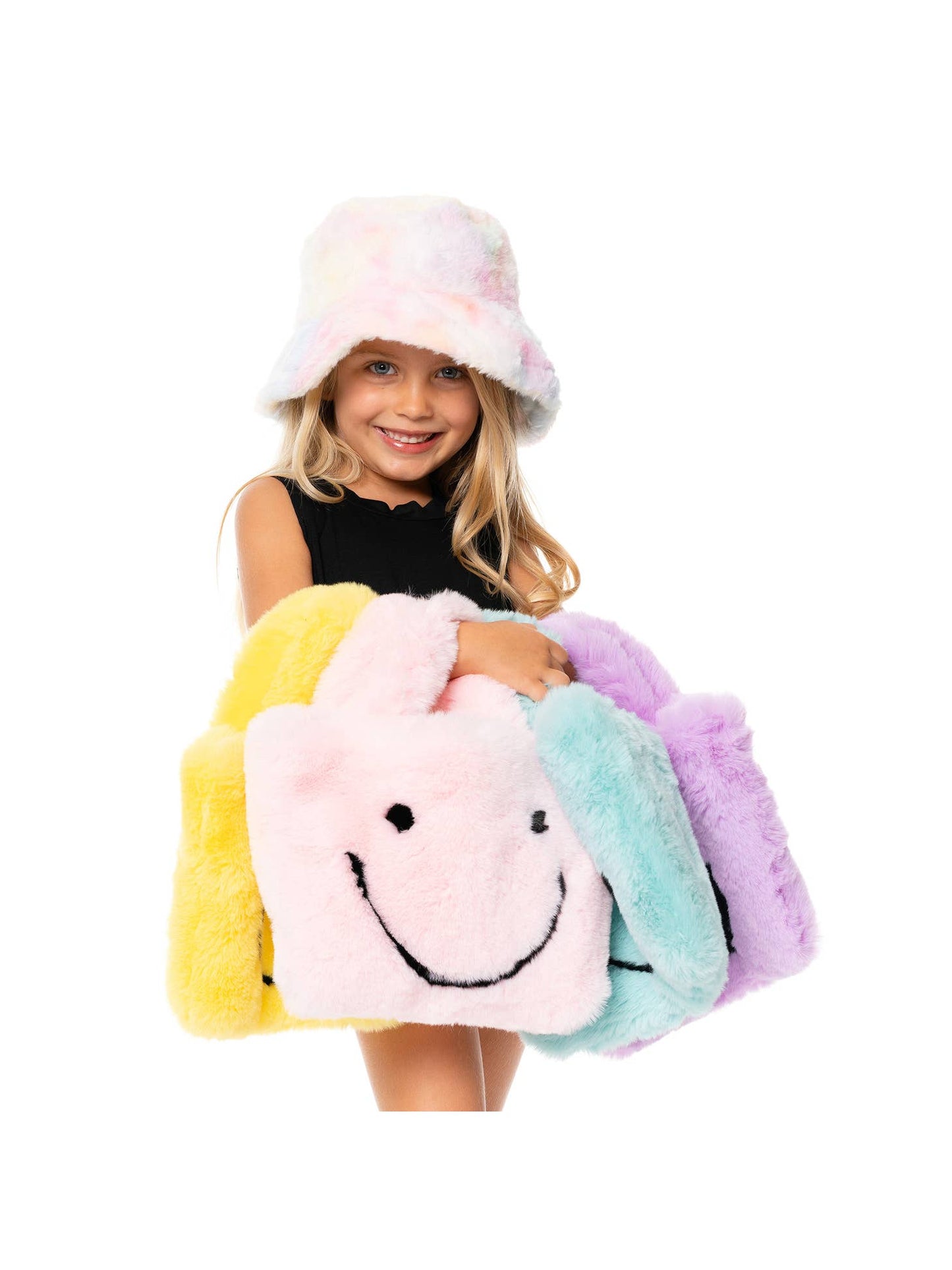 Faux Fur Fuzzy Smiley Face Purses for Kids - Favorite Little Things Co