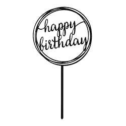 Happy Birthday Round Black Acrylic Cake Topper - Favorite Little Things Co