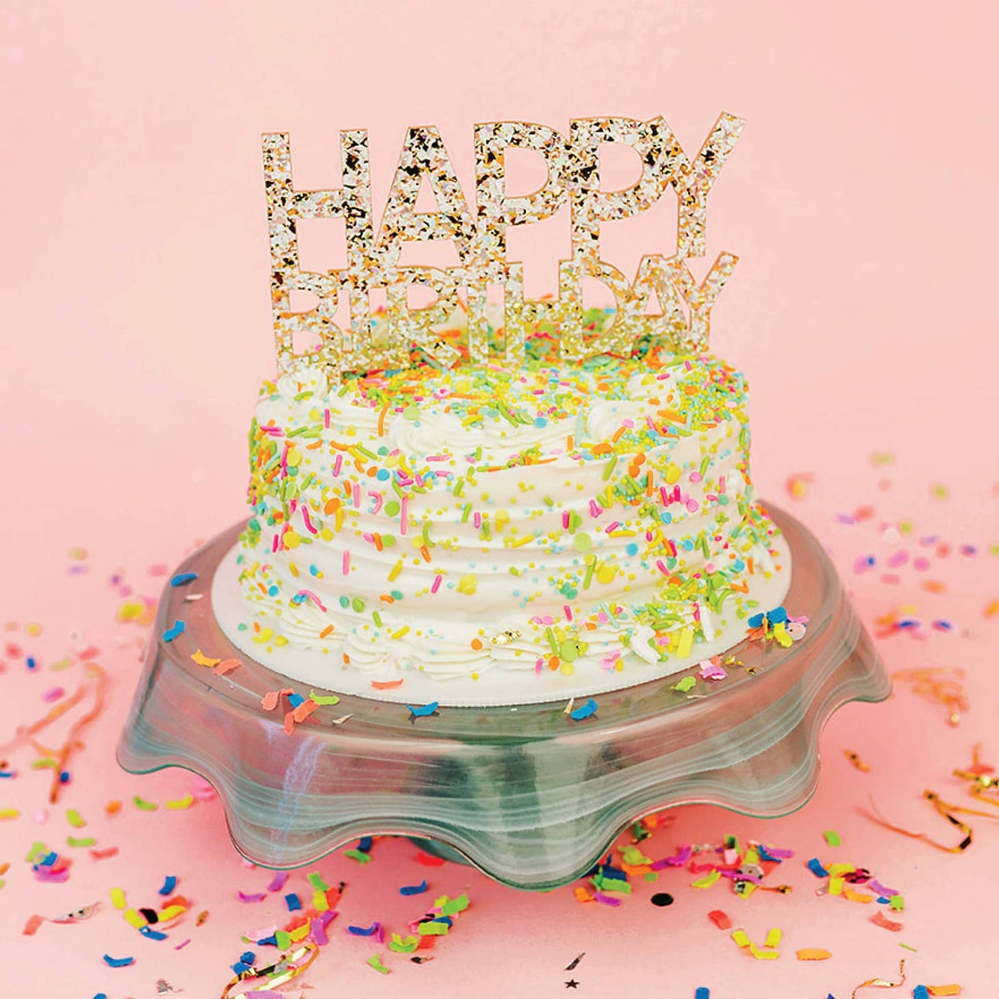 Glittery Happy Birthday Cake Topper - Favorite Little Things Co