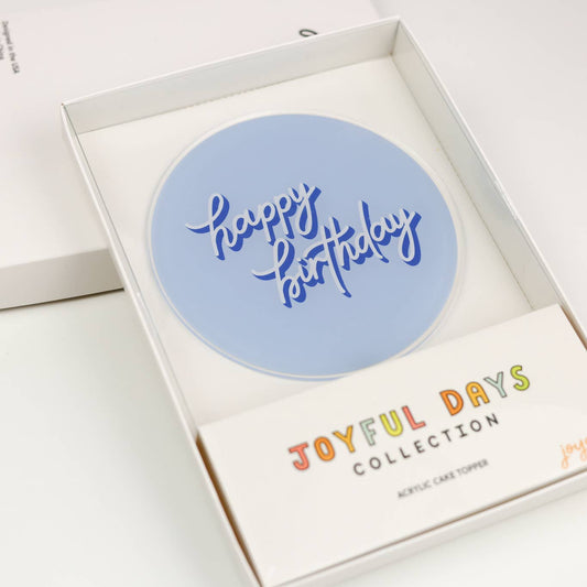 Happy Birthday Blue Acrylic Cake Topper - Favorite Little Things Co